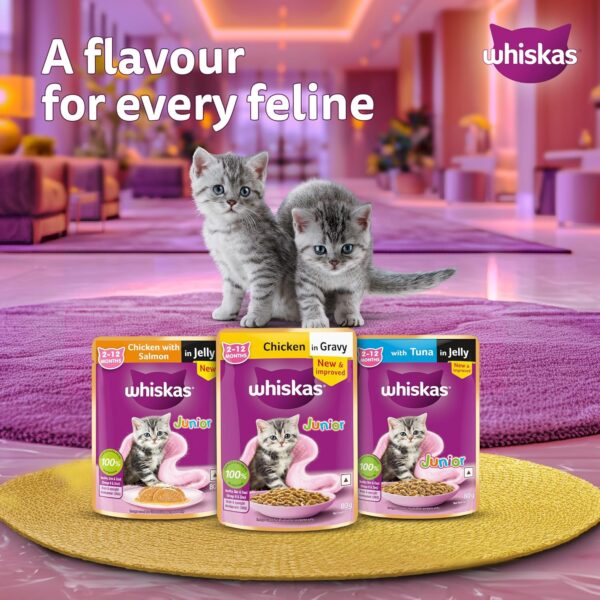 Whiskas Wet Food for Kittens (2-12 Months), Tuna in Jelly Flavour, 12 Pouches (12 x 85g)