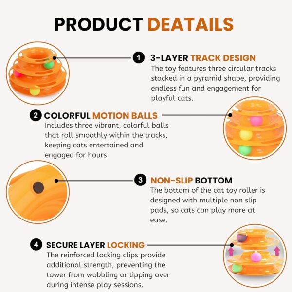 Foodie Puppies Interactive (3 Layers) Tower Track Roller with Colorful Balls for Cats and Kittens | Turntable Puzzle Toy for Mental and Physical Exercise (Color May Vary)