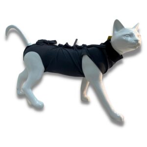 A+a Pets' Cat Everyday Clothing, for Post Surgery Recovery, Abdominal Wounds or Skin Diseases | Breathable Cotton (Grey, S)