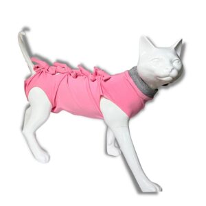 A+a Pets' Cat Everyday Clothing, for Post Surgery Recovery, Abdominal Wounds or Skin Diseases | Breathable Cotton (Pink, XS)