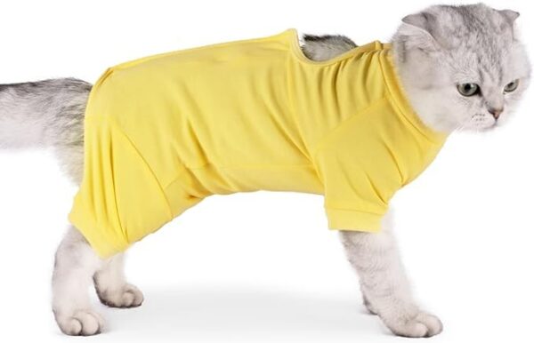 KUTKUT cotton Kitten Recovery Suit for Abdominal Wounds & Skin Diseases,Breathable Surgical Recovery Shirt After E-Collar Alternative for Small Kitten(SIZE:XS, Chest:28-32cm, 1 count)