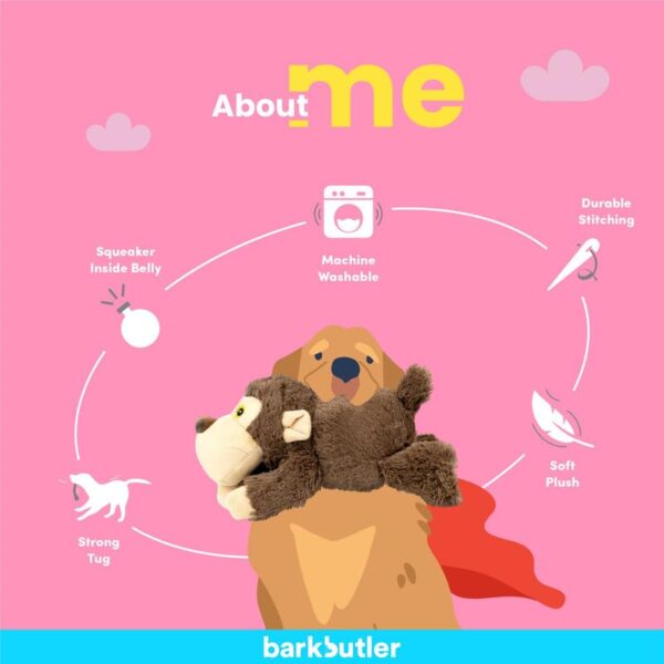 BarkButler BOH The Bear: Brown Plush Dog Toy, Squeaker Inside, Super Soft & Durable Fabrics, Machine Washable – Soft Toys, Dog Toys for Large Dogs (0-20kgs)