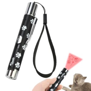 Qpets Cat Toy Laser Pointer for Cats, Laser Pointer Pen with 5 Laser Pattens Intergrated USB Plug Rechargeable Interactive Laser Toy for Dogs Cats