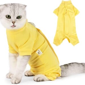 KUTKUT cotton Kitten Recovery Suit for Abdominal Wounds & Skin Diseases,Breathable Surgical Recovery Shirt After E-Collar Alternative for Small Kitten(SIZE:XS, Chest:28-32cm, 1 count)