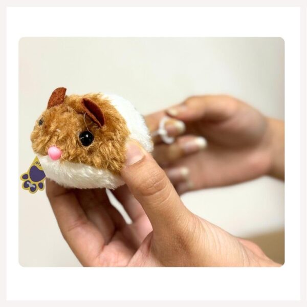 A+a Pets' Vibrating Running Mouse Toy | Pulling String | Easy Loop | Soft Fur Toy (Multiple Colors) (Brown/White)