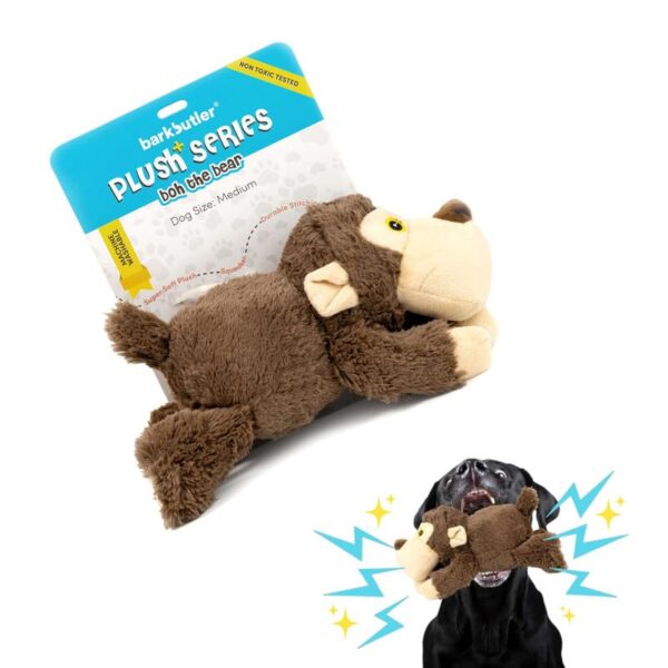 BarkButler BOH The Bear: Brown Plush Dog Toy, Squeaker Inside, Super Soft & Durable Fabrics, Machine Washable - Soft Toys, Dog Toys for Large Dogs (0-20kgs)