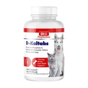 Bio PetActive D-Kaltabs Dicalcium Phospate & Vitamin D3 Chewable Tablets for Cats & Dogs Helps in Strong Bone & Teeth Support(60 Tablets)