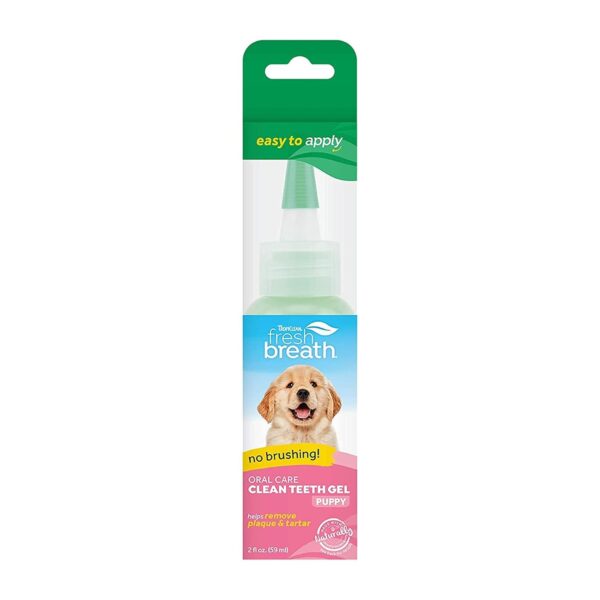 Tropiclean Fresh Breath Clean Teeth Oral Care Gel for Puppies, Removes and Defends Against Tartar and Plaque, No Brushing, Safe, Gentle and Effective, Easy to Apply, 59 ml