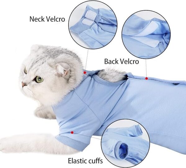 KUTKUT cotton Cat Recovery Suit-Kitten Onesie for Cats After Surgery,Cone of Shame Alternative Surgical Spay Suit for Female Cat,Post-Surgery or Skin Diseases Protection (M,Chest: 38cm-42cm),1 count