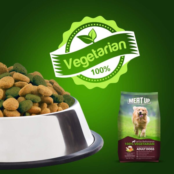 Meat Up 100% Veg Adult Dry Dog Food, 3kg (Buy 1 Get 1 Free)