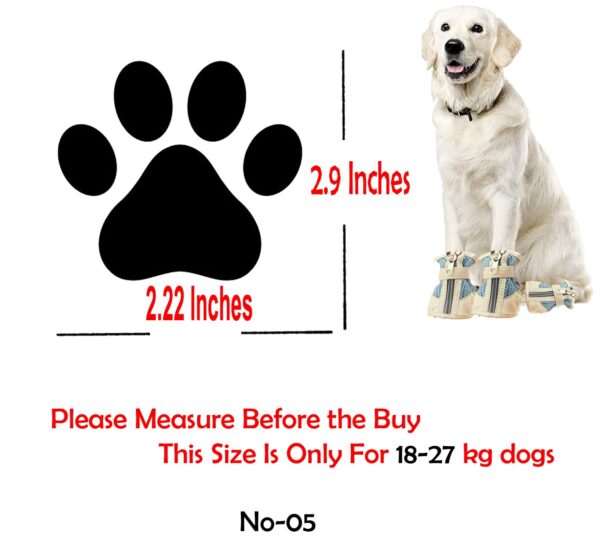 Doggo Bite Dog Shoes for Shih Tzu, Golden Retriever, German Shepherd/Summer Heat Dog Boot Adjustable Non-Slip, PU Paw Protector-Waterproof Size-5 for 11 to 20 Kg Breeds (L X W Paw-2.9 x 2.2) Inch