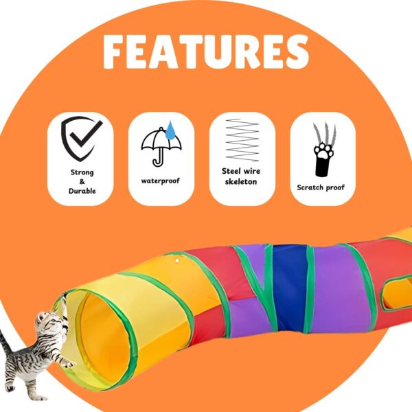 FAB TECH Kid Cat Toys Cat Tunnel Kitty Puppy Toys for Puzzle Exercising Collapsible Pet Tube Play Toy Indoor Outdoor Hiding Training Toy (2 Way) (Tunnel)