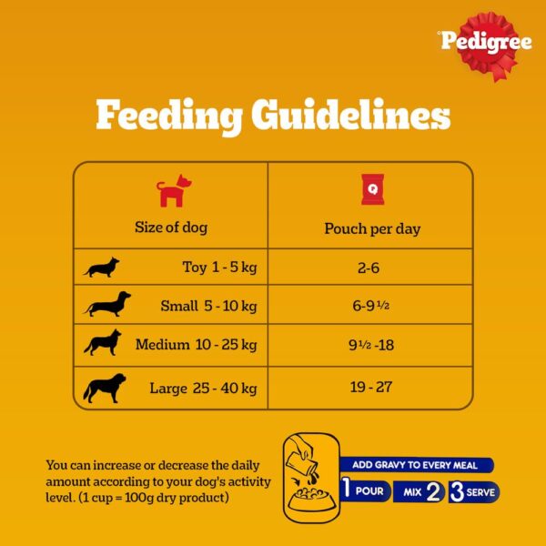 Pedigree Wet Food for Adult Dogs, Chicken & Liver Chunks in Gravy Flavour, Pack of 15 (15 x 70g)