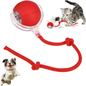 Flexi Madhav Interactive Cat Toy - Cat Toys for Indoor Cats Smart Silicone Rolling Ball with Tail,Bird Sound,Obstacle Avoidance and Motion Activated,Kitten Puzzle Toys (Red)