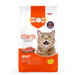TAIYO Miow Miow Adult Cat Food, Ocean Fish Flavour, 1Kg + 200g Free | Dry Cat Food, Complete and Balanced Diet, Formulated with Finest Natural Ingredients, Vitamins and Minerals