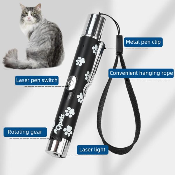 Qpets Cat Toy Laser Pointer for Cats, Laser Pointer Pen with 5 Laser Pattens Intergrated USB Plug Rechargeable Interactive Laser Toy for Dogs Cats