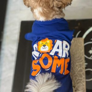 Golden Tails Roarsome Tshirt For Dogs Aand Cats Royal Blue (Small 14"),Cotton