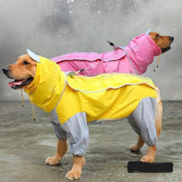 Bhumi Enterprises Dog Raincoats Rain Snow Coats Waterproof Clothing 4 Four Legs Raincoat Full-Cover Dogs Hooded Poncho(Yellow-Grey) (30..A)