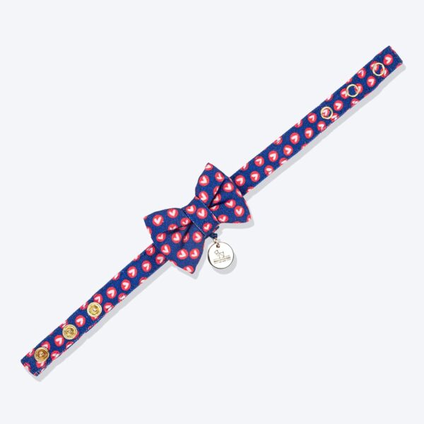 HUFT Heartpop Printed Bow Tie with Strap for Cats – Deep Blue