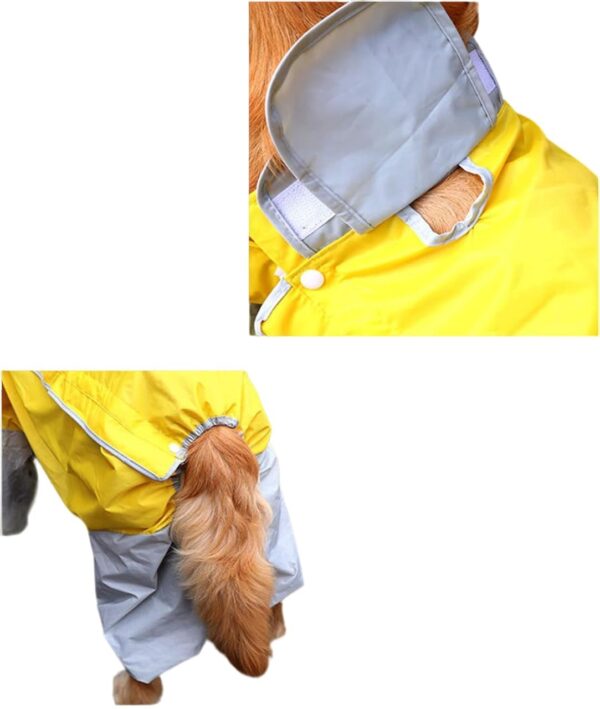 Bhumi Enterprises Dog Raincoats Rain Snow Coats Waterproof Clothing 4 Four Legs Raincoat Full-Cover Dogs Hooded Poncho(Yellow-Grey) (30..A)