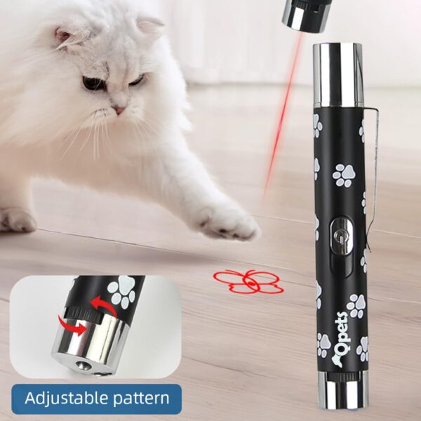 Qpets Cat Toy Laser Pointer for Cats, Laser Pointer Pen with 5 Laser Pattens Intergrated USB Plug Rechargeable Interactive Laser Toy for Dogs Cats