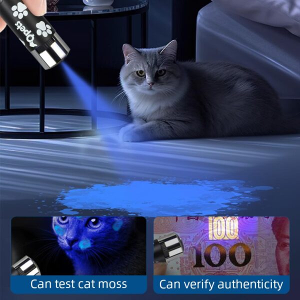 Qpets Cat Toy Laser Pointer for Cats, Laser Pointer Pen with 5 Laser Pattens Intergrated USB Plug Rechargeable Interactive Laser Toy for Dogs Cats