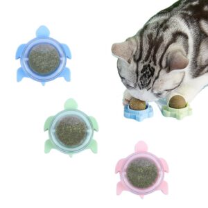 Sichumaria Catnip Wall Toys, Balls for Teeth Cleaning and Biting, Edible Licking Chew Toy, Rotatable Indoor Cat Toy (Green)