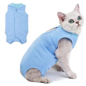 Qpets Cat Recovery Suit After Surgery Cat Clothes for Abdominal Wounds, Fix Wound Wrap, Cat Surgery Suit for Surgery Recovery, Cat Clothes with Adjustable Closure(Size: L)