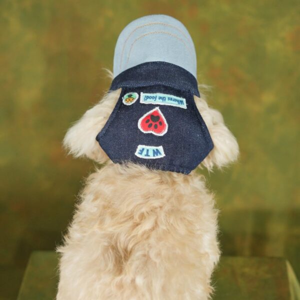 Unleash Dog Cap, Adjustable Dog Outdoor Sport Sun Protection Baseball Hat Cap Visor Sunbonnet Outfit with Ear Holes for Puppy Small Dogs (Denim- Blue Design, Large)