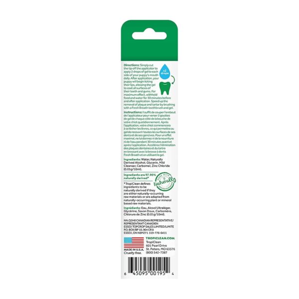 Tropiclean Fresh Breath Clean Teeth Oral Care Gel for Puppies, Removes and Defends Against Tartar and Plaque, No Brushing, Safe, Gentle and Effective, Easy to Apply, 59 ml