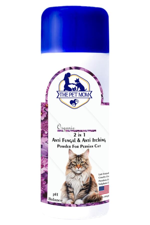 The Pet Mom 2-in-1 Antifungal & Anti-Itching Powder for Persian Cat, Kitten | Helps in Itchy, Irritation & Fungal Infections | Keeps Skin Dry & Natural Fragrance | Cat Powder for All Breed – 100gm