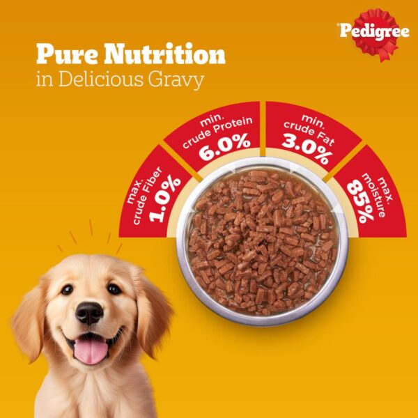 Pedigree Puppy Wet Dog Food, Chicken & Liver Chunks in Gravy, 70 g (Pack of 30), Made with Real Meat, 100% Complete & Balanced Meal for Puppies
