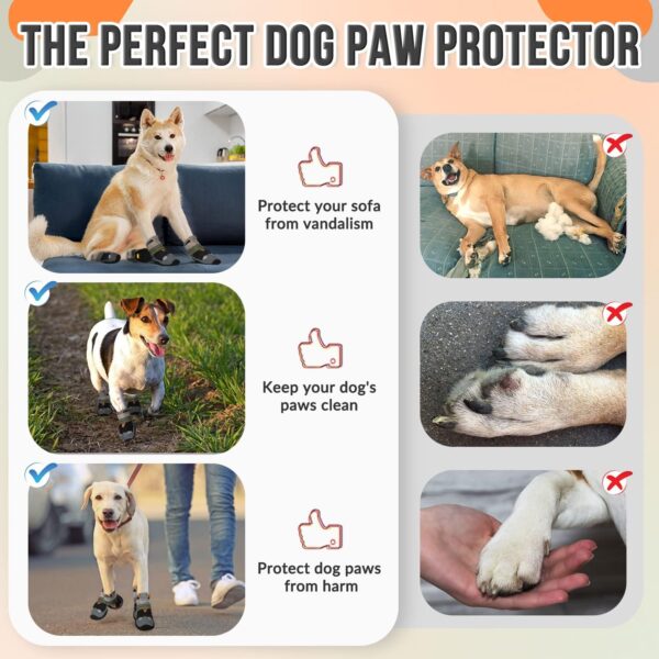 RETOLIT Dog Shoes Paw Protector – Comfortable Adjustable Non-Slip Small Medium Large Dog Boots for Injured Paws, Reflective Summer Dog Walking Shoes for Shih Tzu Labrador Adult Golden Retriever(size8)