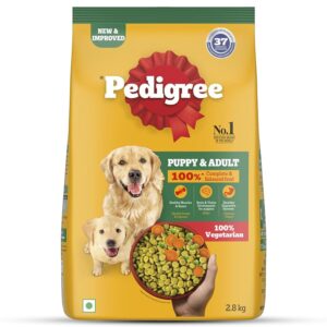 Pedigree Adult & Puppy Dry Dog Food, 100% Vegetarian, 2.8 kg, Contains 37 Essential Nutrients, 100% Complete & Balanced Food for Adult Dogs