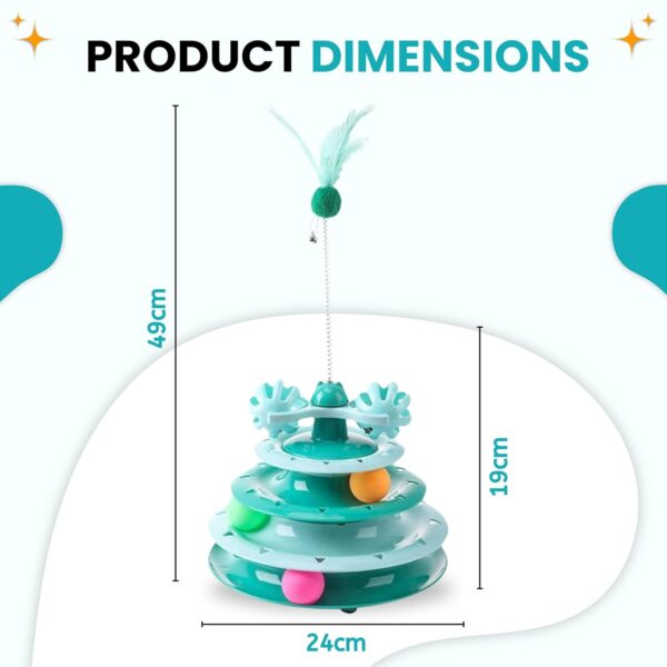 Foodie Puppies Interactive Tower of Tracks Toy for Cats and Kittens (3 Layer Feather Toy) Game Entertainment Circular Training Amusement Plate with Colorful Balls for Cats & Kittens