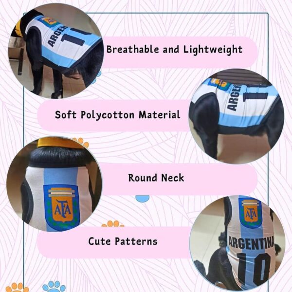 Lulala Pet Shirts Argentina Printed Clothes with Summer Pet T Shirts Cool Puppy Shirts Breathable Pet Outfit Soft Pet Sweatshirt for Pet Pets Cats (Blue-White, 26 INCH)