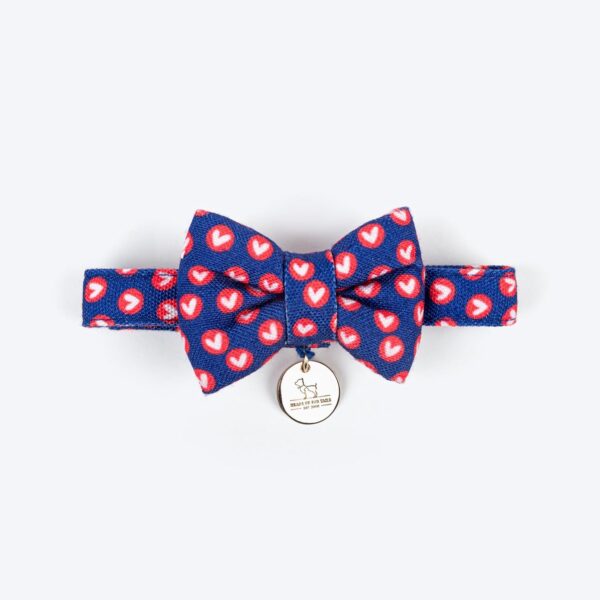 HUFT Heartpop Printed Bow Tie with Strap for Cats – Deep Blue