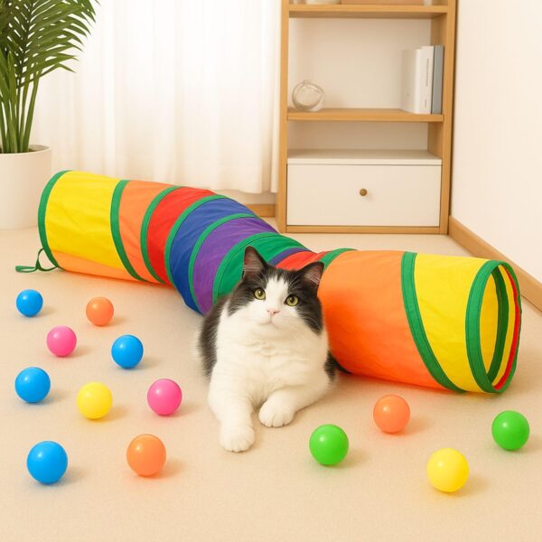 FAB TECH Kid Cat Toys Cat Tunnel Kitty Puppy Toys for Puzzle Exercising Collapsible Pet Tube Play Toy Indoor Outdoor Hiding Training Toy (2 Way) (Tunnel)