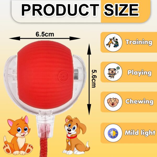 GOAWAY Automatic Rolling Cat Ball Toy, 2-Speed Modes, Teasing Tail & Bell Charm, Interactive Self Play Chasing Silicone Ball Toy for Indoor Cats