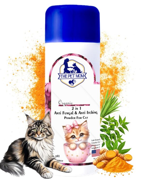 The Pet Mom 2-in-1 Antifungal & Anti-Itching Powder for Cat, Kitten | Helps in Itchy, Irritation & Fungal Infections | Keeps Skin Dry & Natural Fragrance | Cat Skin Care Powder for All Breed - 100gm