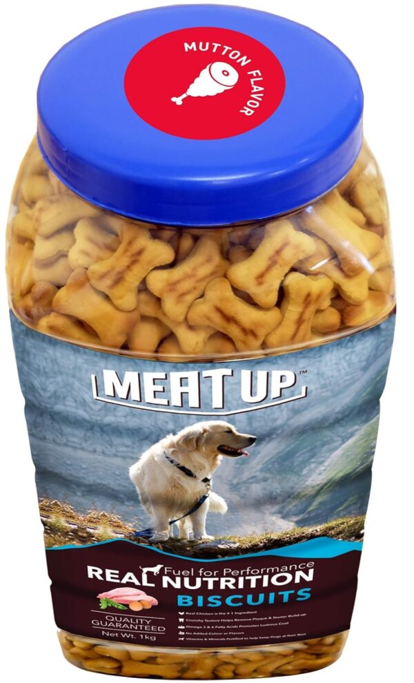 Meat Up Mutton Flavour, Real Chicken Biscuit For Dog of All Life Stages, 500g (Buy 1 Get 1 Free)
