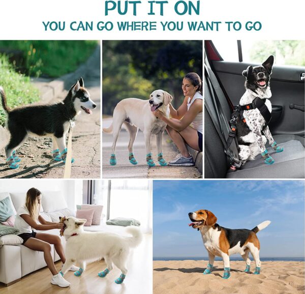 KUTKUT Dog Boots for Hardwood Floor | Breathable Shoes | Booties With Reflective and Skid-Proof | Outdoor Paw Protectors With Rubber Soles for Hiking and Running