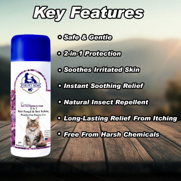 The Pet Mom 2-in-1 Antifungal & Anti-Itching Powder for Persian Cat, Kitten | Helps in Itchy, Irritation & Fungal Infections | Keeps Skin Dry & Natural Fragrance | Cat Powder for All Breed – 100gm