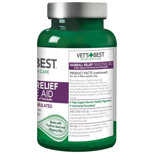Vet’s Best Hairball Relief Digestive Aid, 60 Chewable Tablets