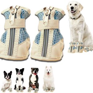 Doggo Bite Dog Shoes for Shih Tzu, Golden Retriever, German Shepherd/Summer Heat Dog Boot Adjustable Non-Slip, PU Paw Protector-Waterproof Size-7 for 23 to 30 Kg Dogs (L X W Paw-3.74 x 2.75) Inch