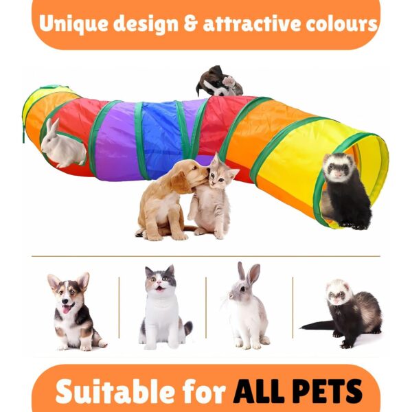 FAB TECH Kid Cat Toys Cat Tunnel Kitty Puppy Toys for Puzzle Exercising Collapsible Pet Tube Play Toy Indoor Outdoor Hiding Training Toy (2 Way) (Tunnel)