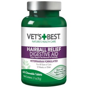 Vet's Best Hairball Relief Digestive Aid, 60 Chewable Tablets