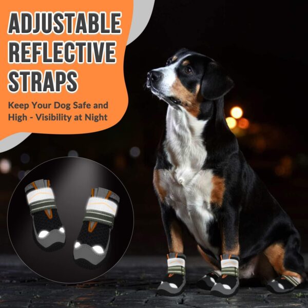 RETOLIT Dog Shoes Paw Protector – Comfortable Adjustable Non-Slip Small Medium Large Dog Boots for Injured Paws, Reflective Summer Dog Walking Shoes for Shih Tzu Labrador Adult Golden Retriever(size8)