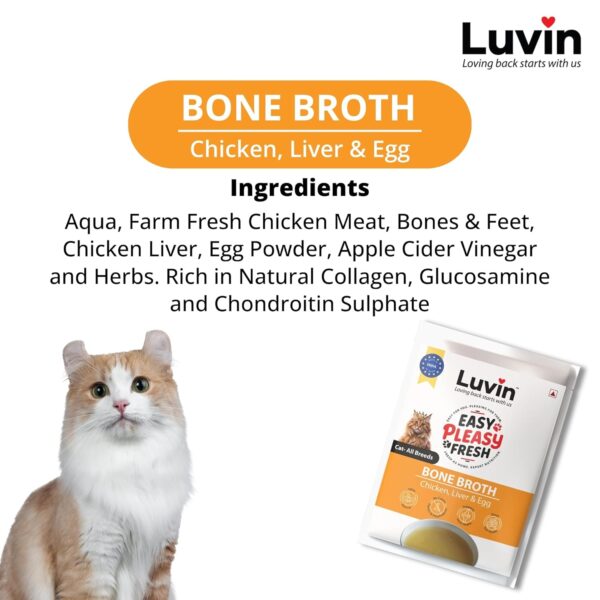 Luvin Chicken Bone Broth for Cats | No Added Colors, Flavors or Preservatives | Human Grade, Supports Joint Health and Good Gut Health – 80ml (Pack of 2)