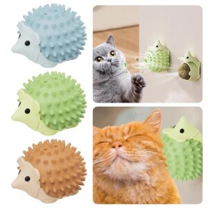 Sunkizzrs Catnip Toy - Scratching & Rubbing Mint Balls(1 Pcs) Cats Rotatable Edible Mint Natural Healthy Teeth Cleaning Chew Claw Toy for Cat/Kitten (Green Hedgehog)